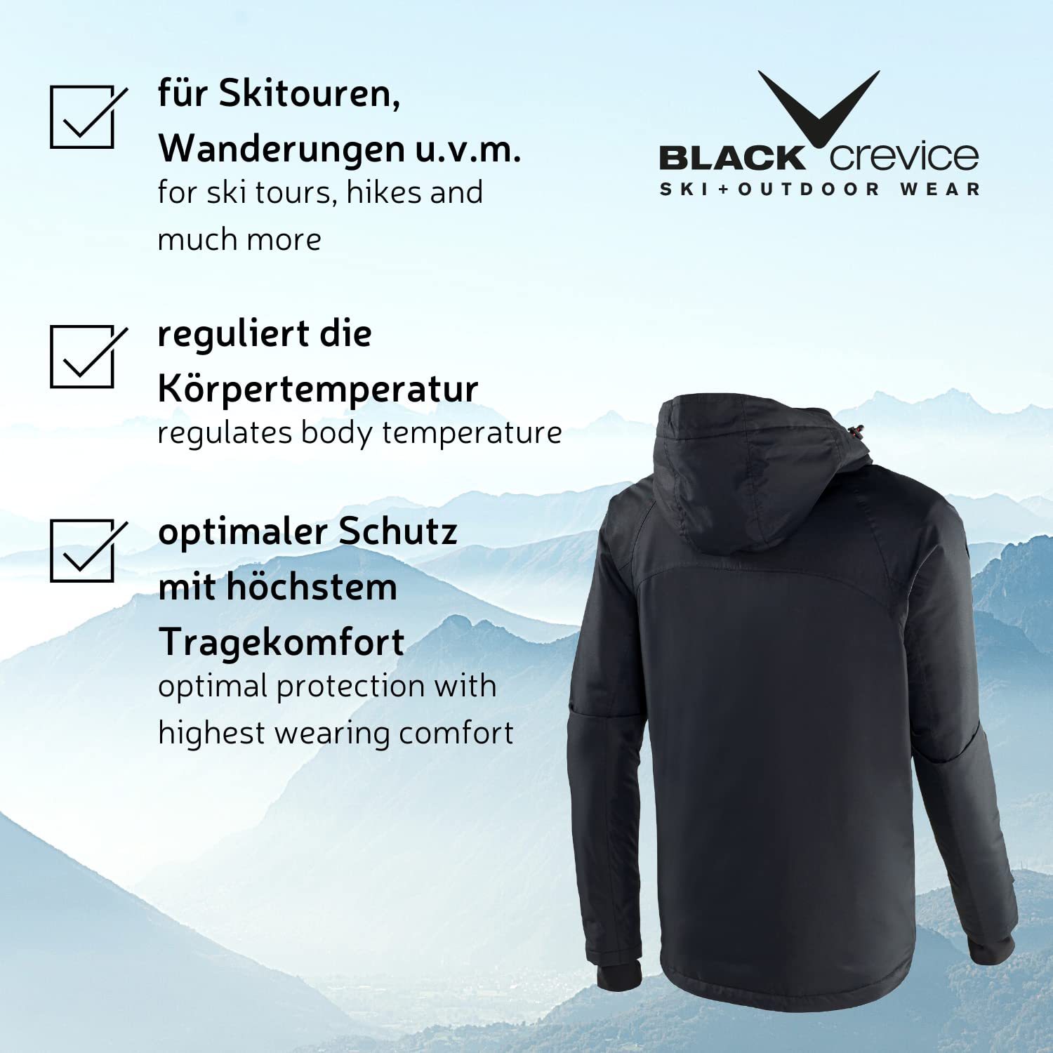 Black Crevice Skijacke, Chaqueta de Esquí para Hombre