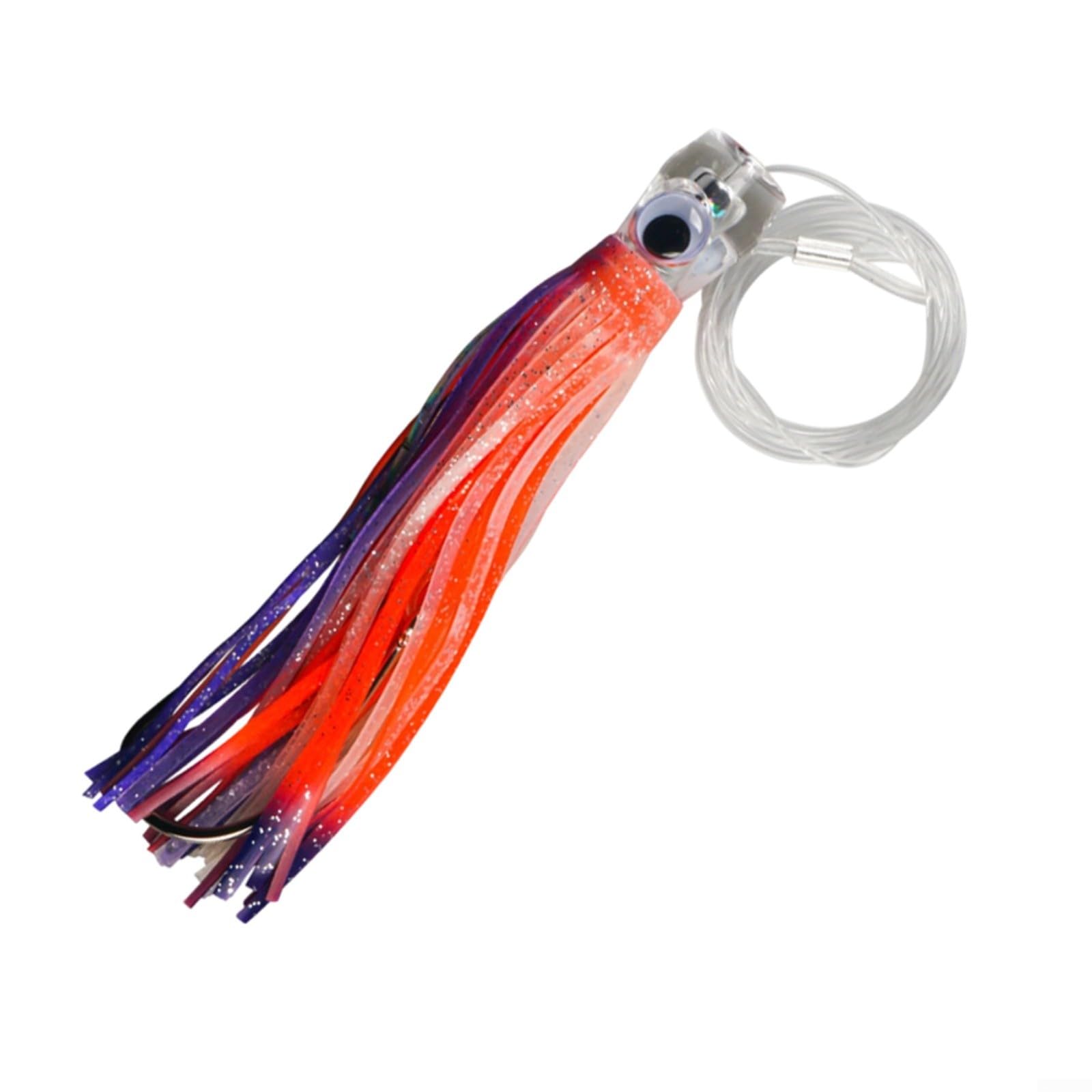 6 esche fluorescenti al buio, per esche a forma di polpo, con foglio riflettente flash, 16 cm, in morbido PVC, per pesca a traina e pesca in barca
