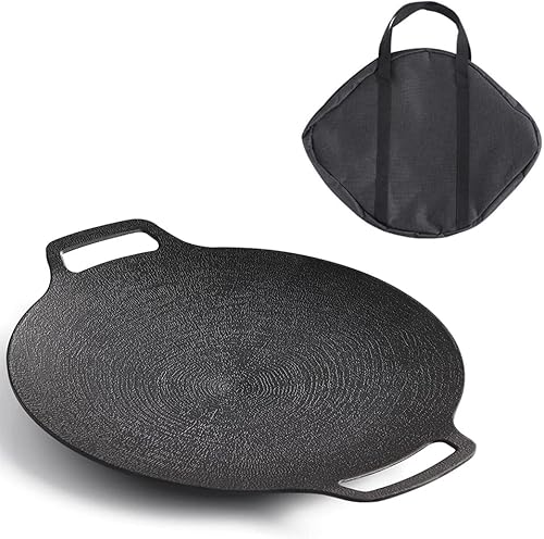 kejinsge Sartén coreana para barbacoa de 11.8 pulgadas con bolsa de almacenamiento, revestimiento McRib con asa, parrilla redonda adecuada para