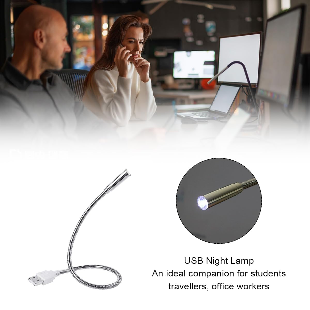 Cerioll Lampada LED USB Flessibile, Mini Luce Portatile, 2 Pezzi Lettura Luci a LED per Tastiera Computer, PC, Alimentatore Mobile