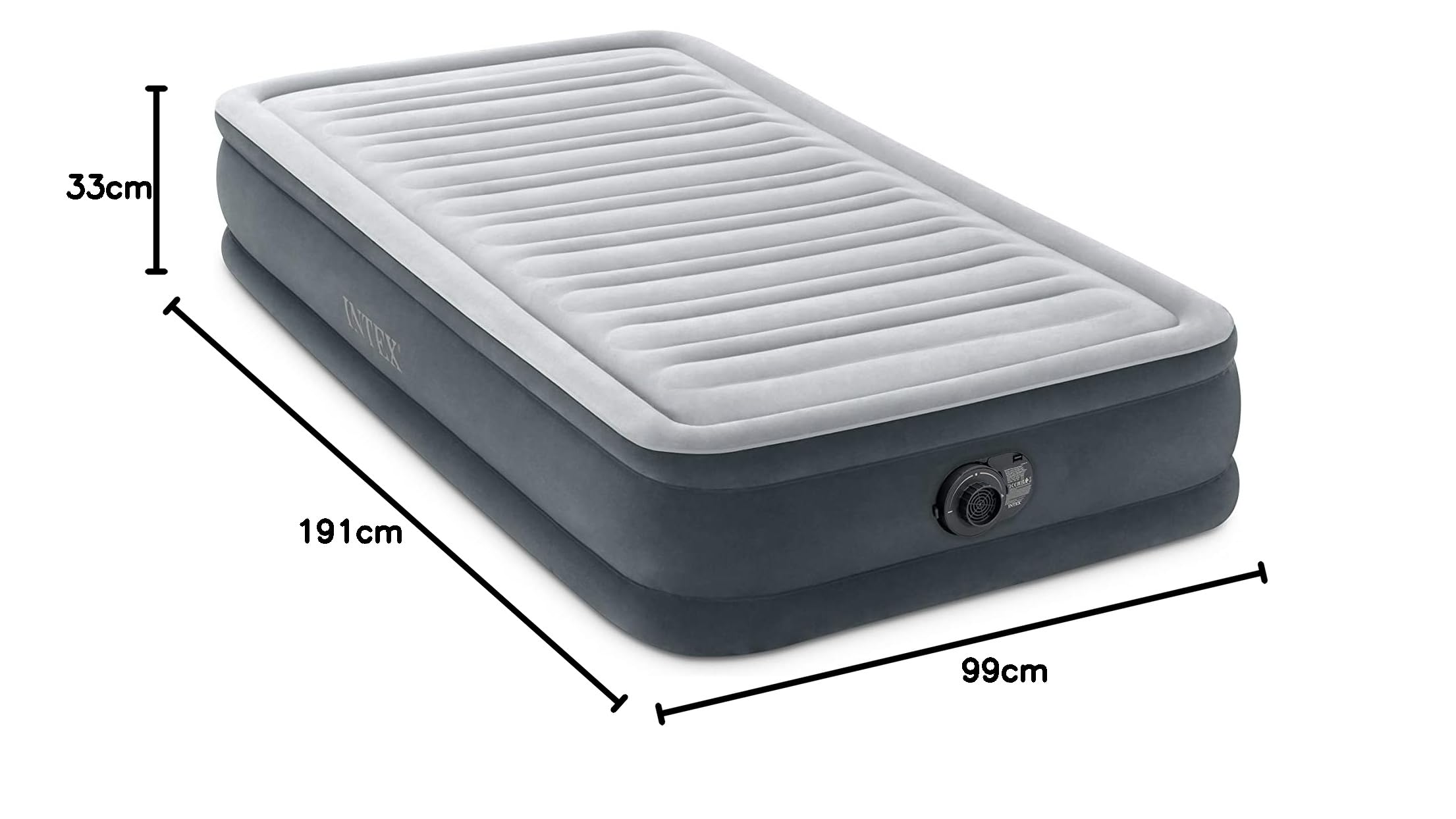 Intex 67766ND - Materasso Dura-Beam Comfort Plush Singolo con Pompa Elettrica Incorporata, 99x191x33 cm