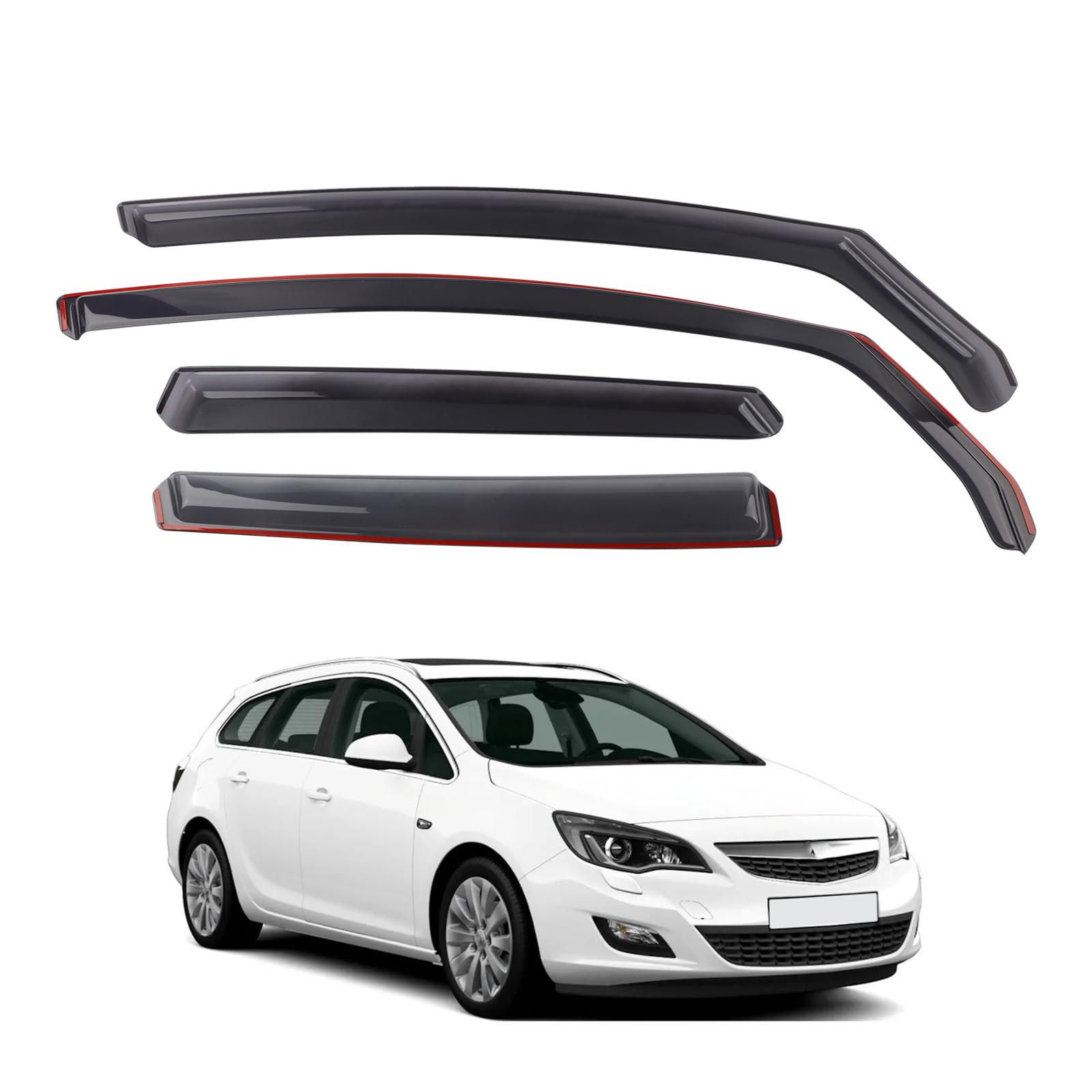 Lot de 4 déflecteurs d'air pour Opel Astra J MK6 2009–2015 5 portes à hayon/berline – Lot de 4 déflecteurs d'air intégrés, protection contre le vent, la pluie et le soleil, installation facile