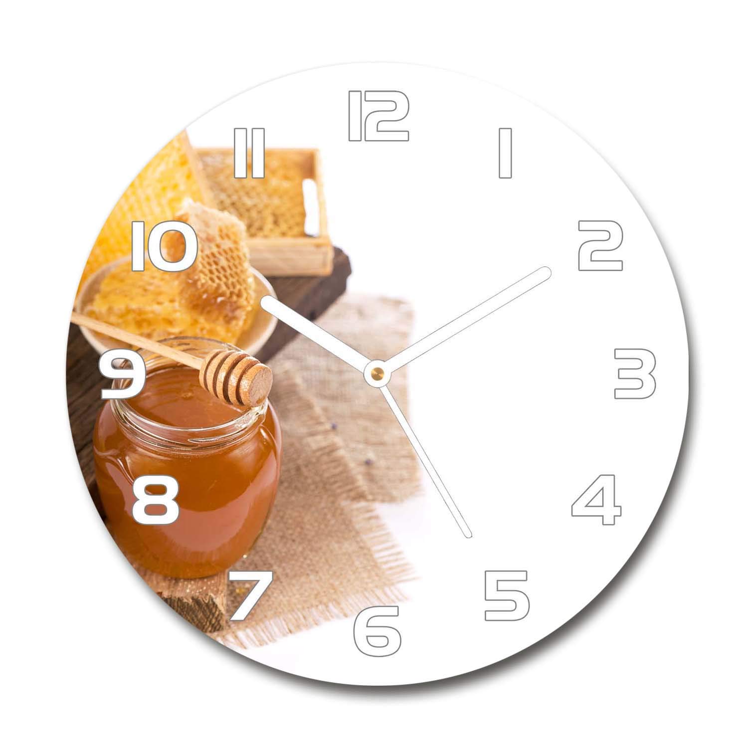 Horloge en Verre 60x60cm Tulup Pendule Murale Salon Design Miel