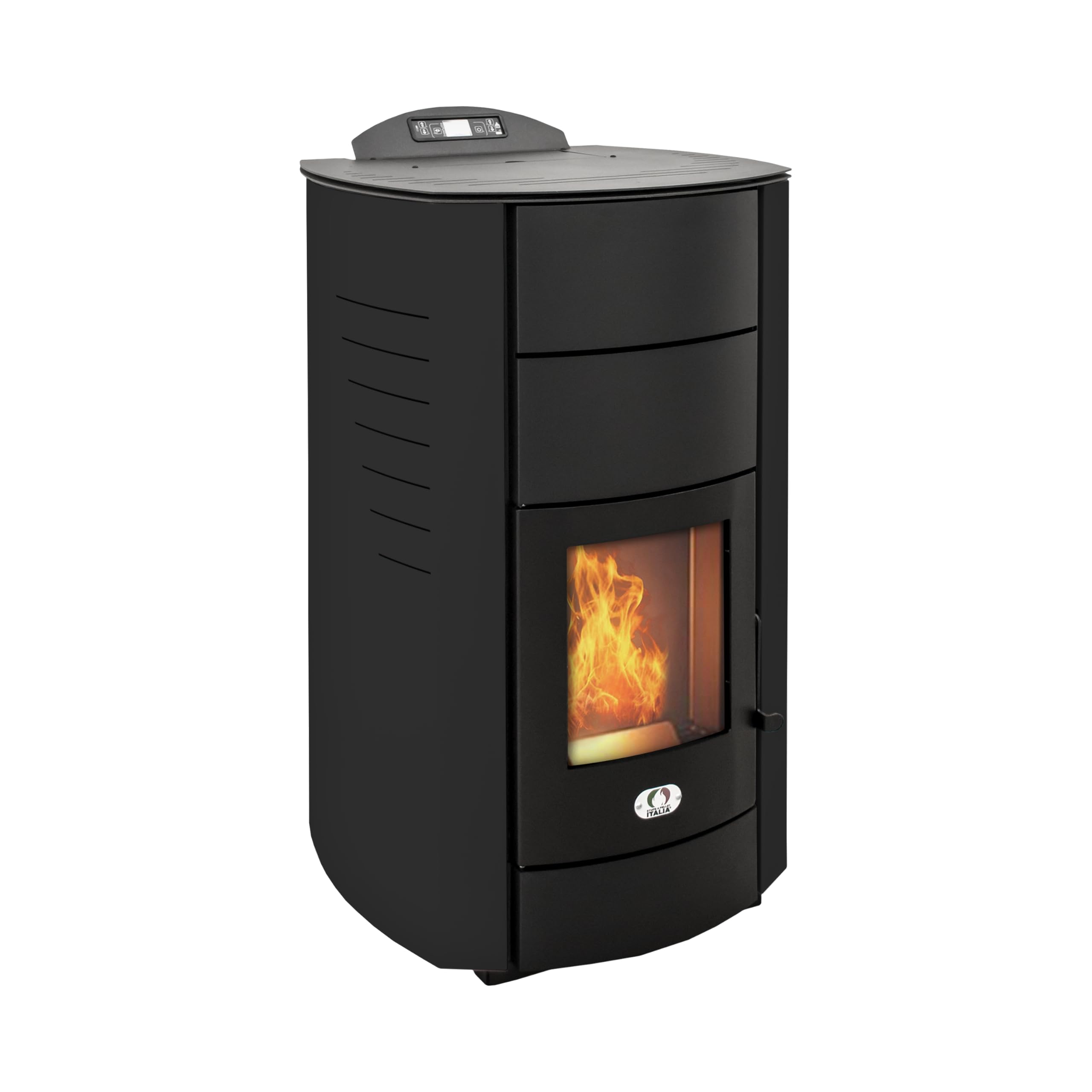 STUFE A PELLET ITALIA Manhattan 24 KW WiFi Hydro-Pelletöfen Heizung Warmwasser 92% Effizienz 180m² 22 Std Programmierbar Schwarz