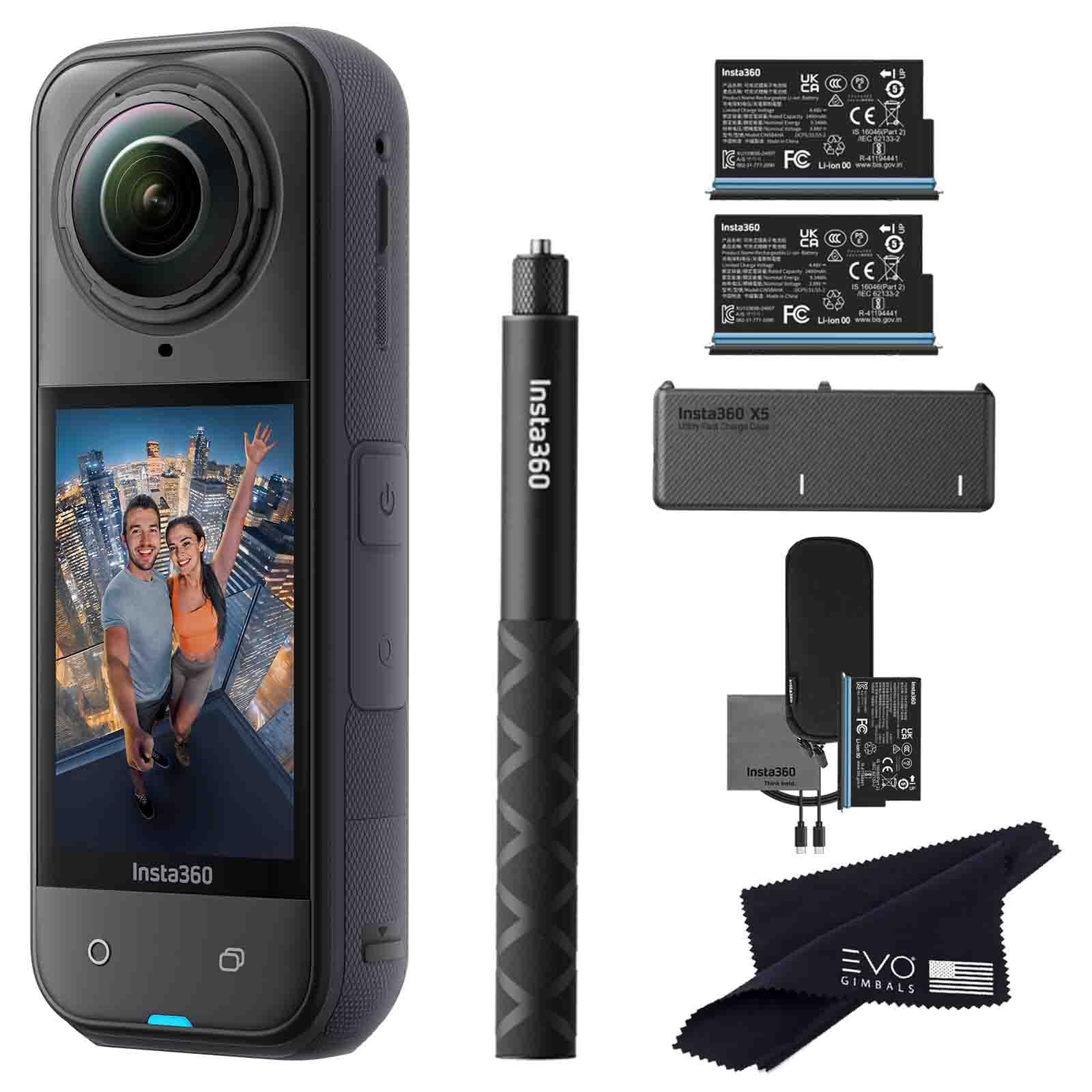 Insta360 X5 Battery Bundle- Waterproof 8K 360 Action Camera with 1/1.28" Sensors, 8K 360 HDR Video,72MP Photo|Bundle Includes Extra 2 Batteries, Fast Charger, Invisible Selfie Stick, Lens Cap(No Card)-image-16