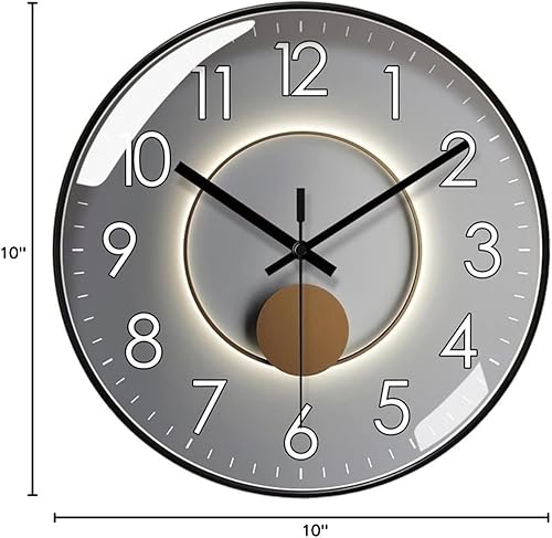Miniatura 7 de HASMI Reloj para sala de estar, reloj de cuarzo, luz de moda, reloj de pared silencioso de lujo, reloj digital circular simple de 9.8 in11.8 in13.8