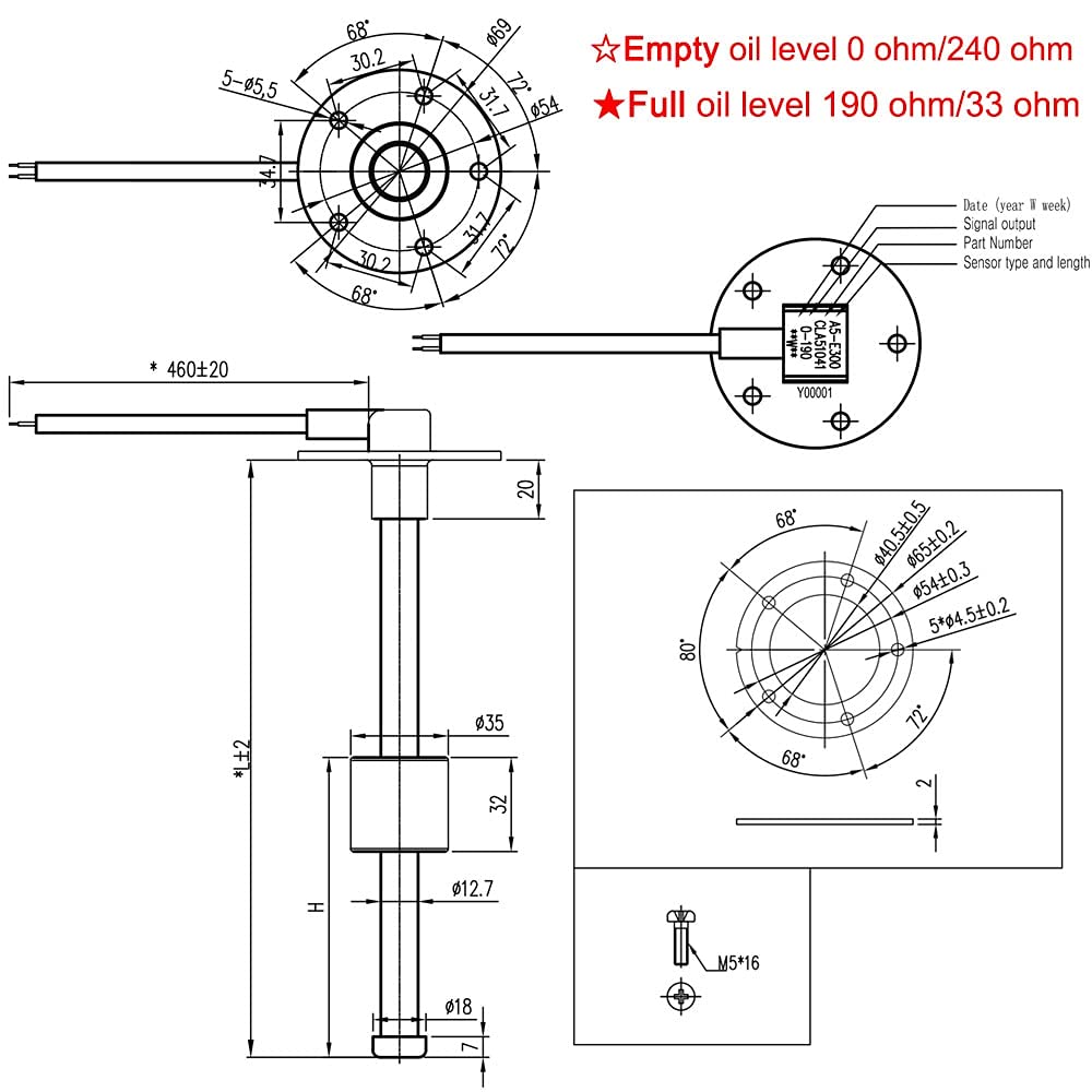 JINGERL Jauge De Niveau D'Eau 52mm Avec Capteur - Rétroéclairage 7 Couleurs Pour Réservoir 12V/24V