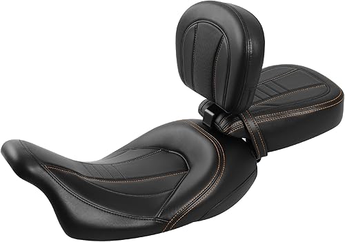 Miniatura 10 de TCT-MOTORPARTS Asiento de pasajero de perfil bajo con respaldo cortado para Harley Tour Pak Touring Road King 2014-2023 (negro + rojo)