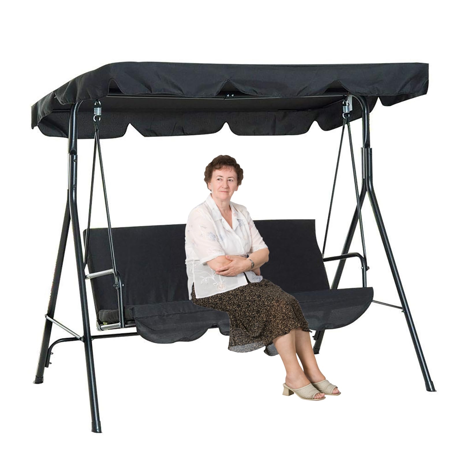 Set di Copertura per Altalena da Giardino, Telo di Ricambio Impermeabile 210D per 3 Posti E Telo per Sedie per Esterni, Patio E Giardino.(Size:249 * 185 * 18cm)