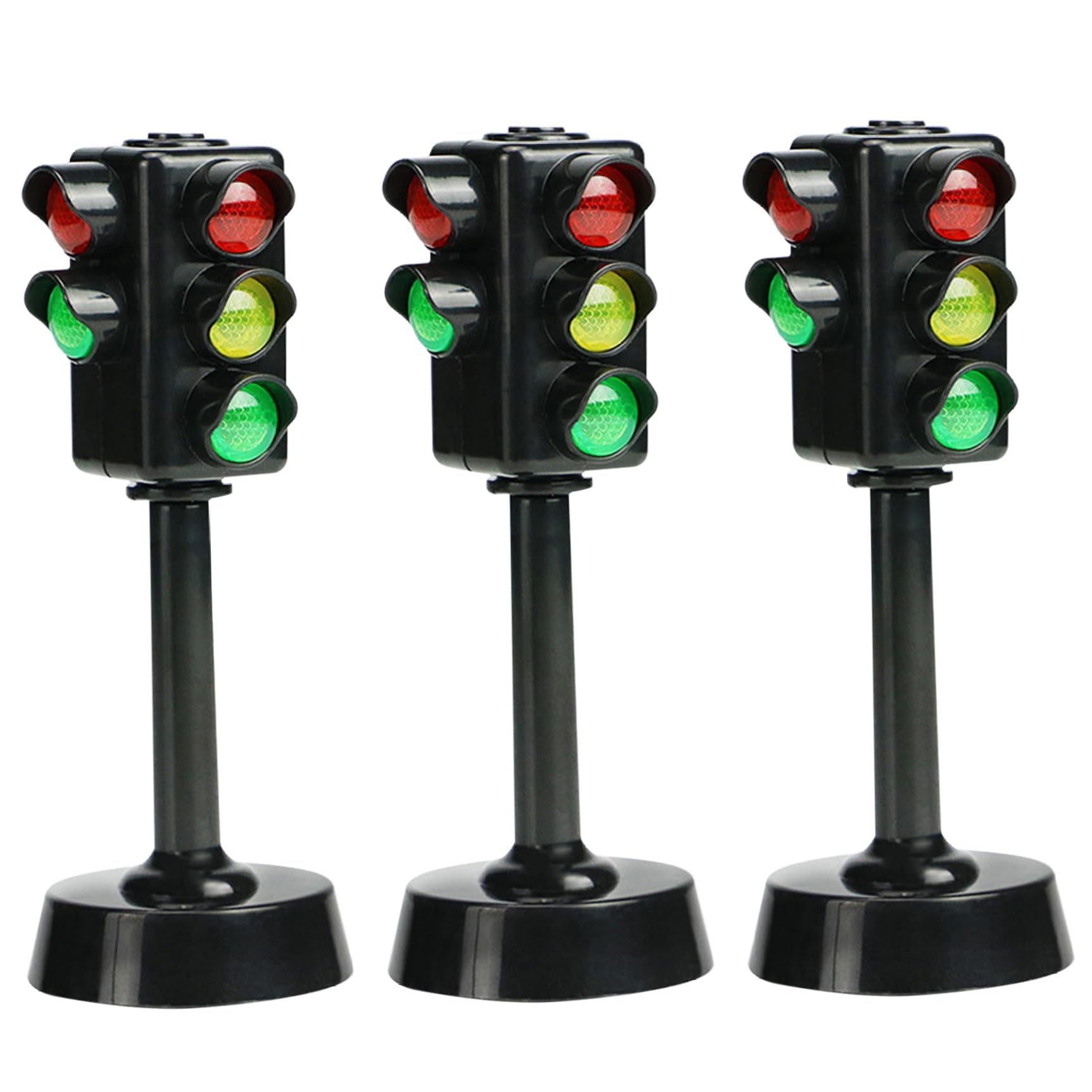 Feux de circulation pour les enfants, panneaux de pancarte de la circulation Signes de circulation pour enfants 3 pcs 4,7 pouces mini panneaux routiers, feux de circulation de jouets à LED avec son