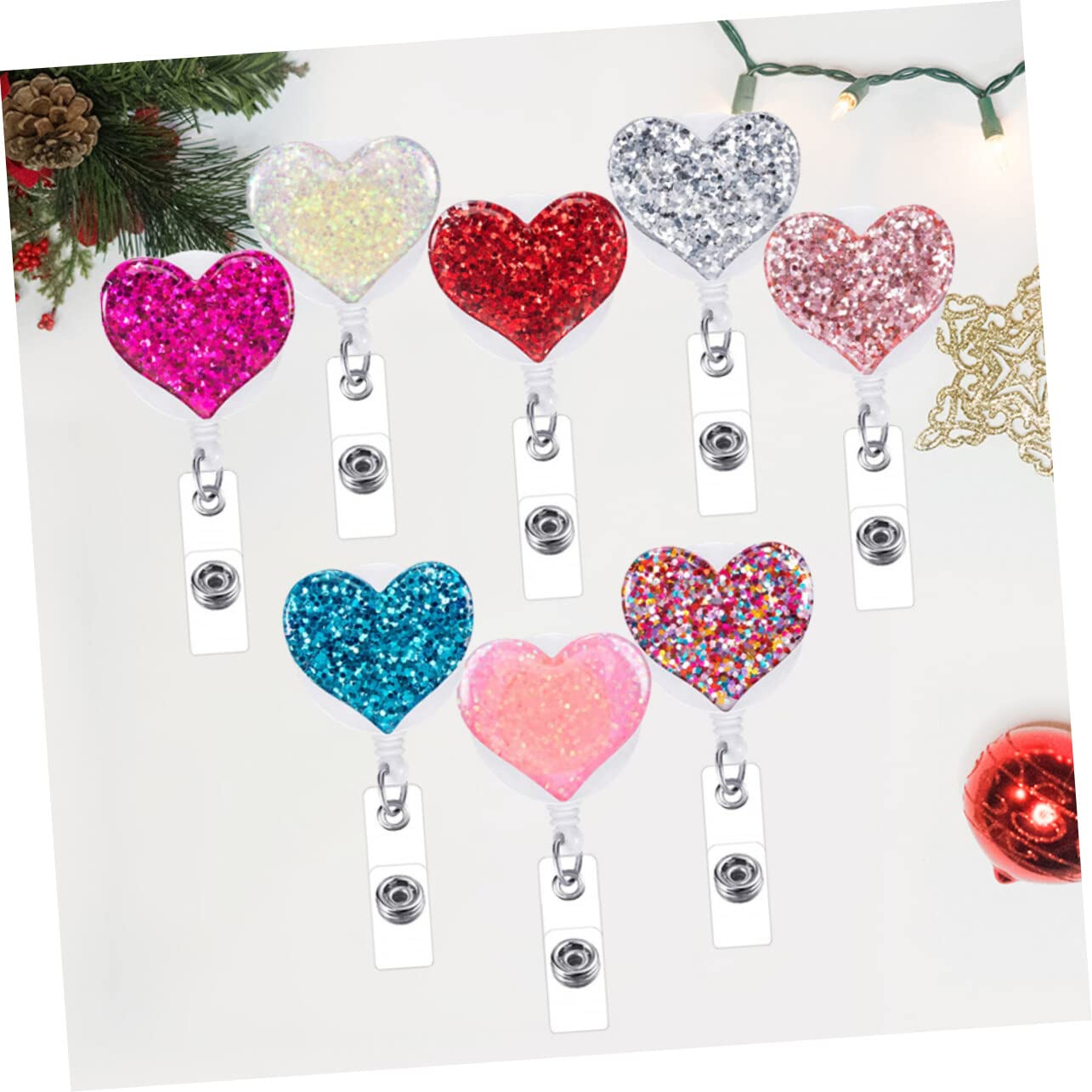 STOBOK 24pièces Huit Porte-badges Rétractables Forme De Cœur Cristal Pour Clips Pour Affichage De Badges Et Étiquettes Nom Parfait Pour Professionnels Et Événements