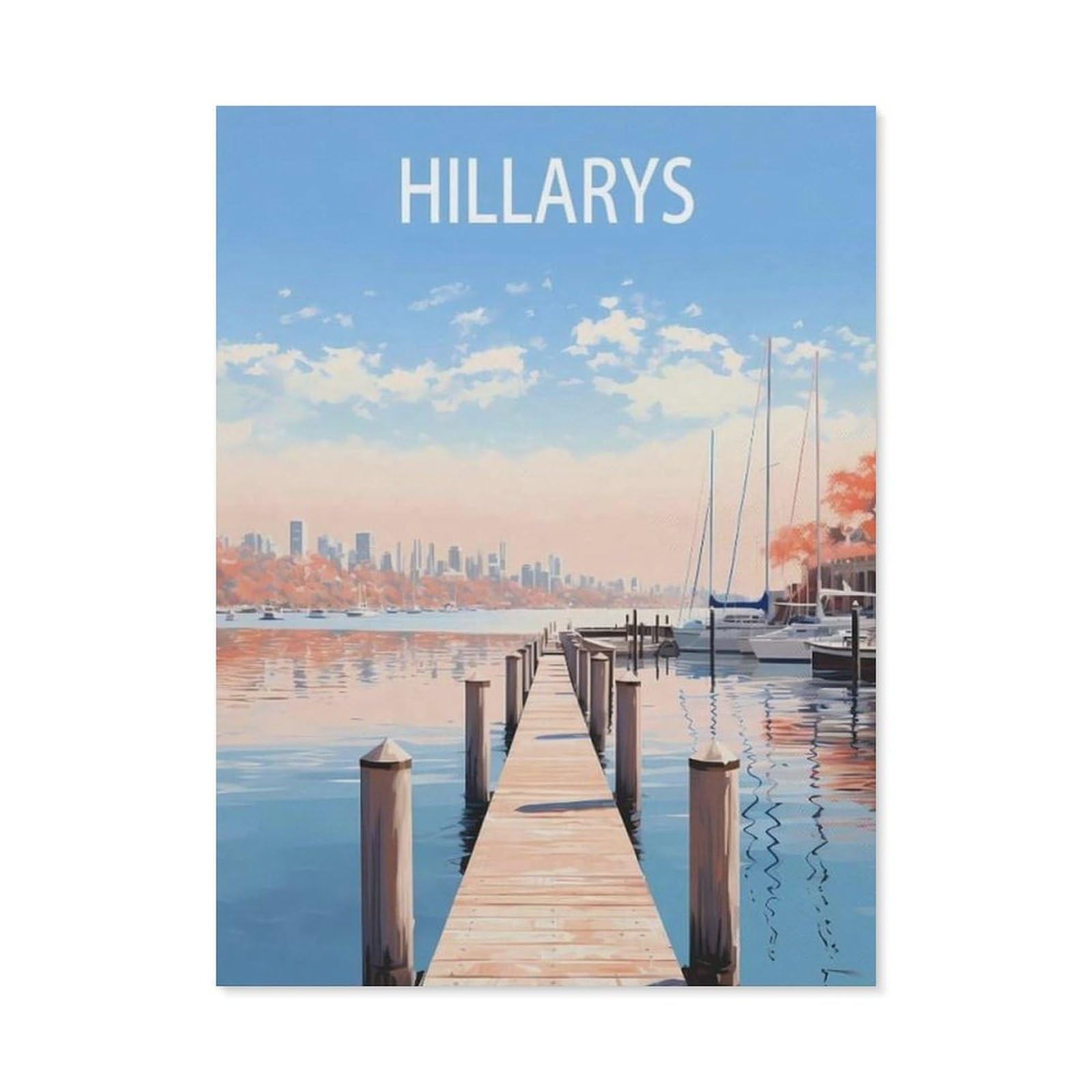 PGCKSK Diamond Painting，Hillary's Western Australia Travel Poster，Diamond Painting Art Embroidery Cross Stitch Pictures Gift Wall Decoration(40 x 50 cm/15.74 x 19.68 inches)-AO89