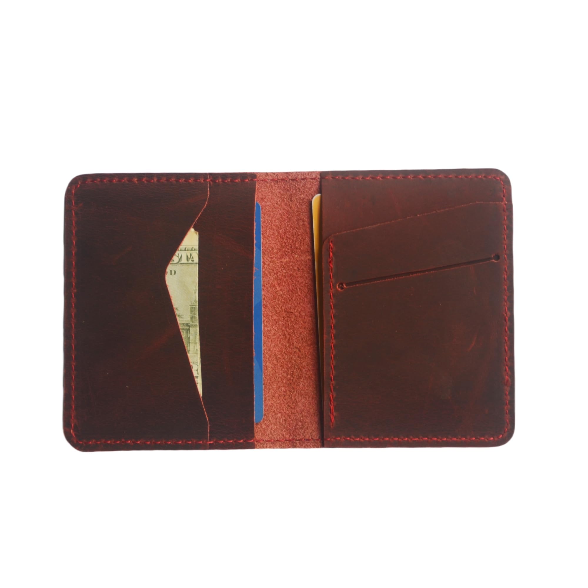 Handmade Distressed Men's Minimalist Leather Wallet Card Holder Wallets for Gifts Brown Flower | Handmade, Distressed, Minimalist, Wallets, for Gifts,