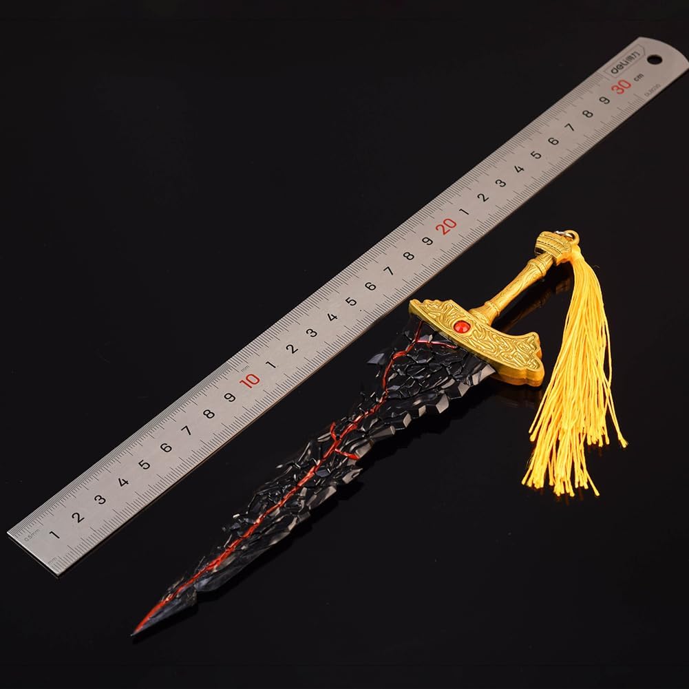 Collezioni di Videogiochi, Spada da Collezione Interamente in Metallo Modello Elden Ring Maliketh con Lama Nera 8,7 pollici/22 cm espositore Gioco