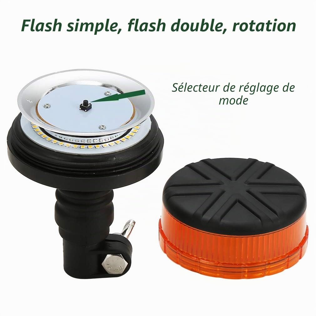 D-TECH 12/24V Gyrophare LED flexible lumineux stroscopique d'urgence feu clignotant Homologué pour Tracteur Camion