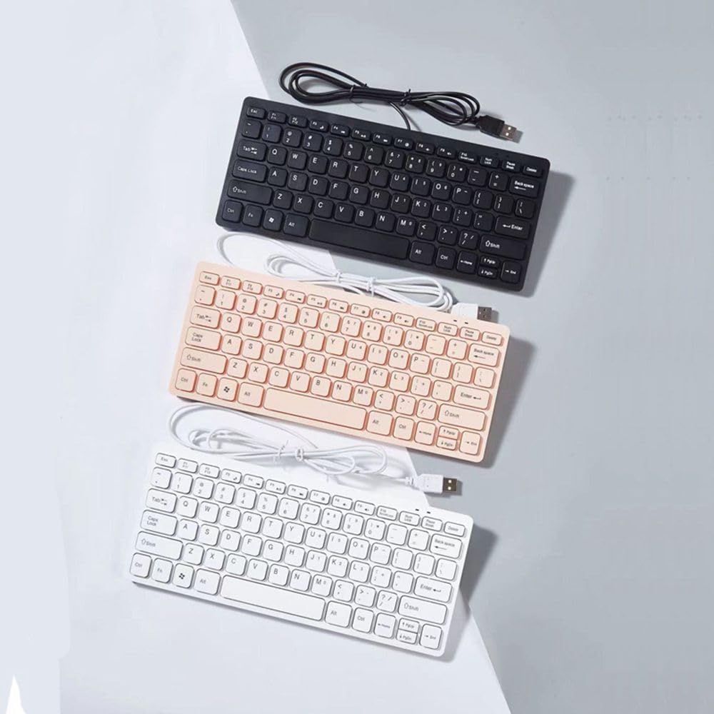 Mini 78 Keys Wired USB Keyboard - Compact & Silent Design for Laptops & Desktops (White)