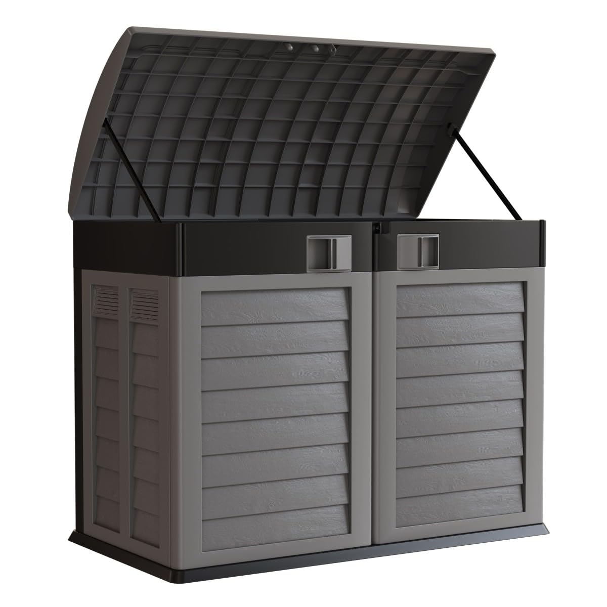 INTEC - Cache Poubelles Extérieur Design 1500L Anthracite - Grand Abri 2 Portes en Polypropylène Résistant pour Tri Sélectif - Coffre de Rangement Multifonctionnel pour Terrasse & Jardin