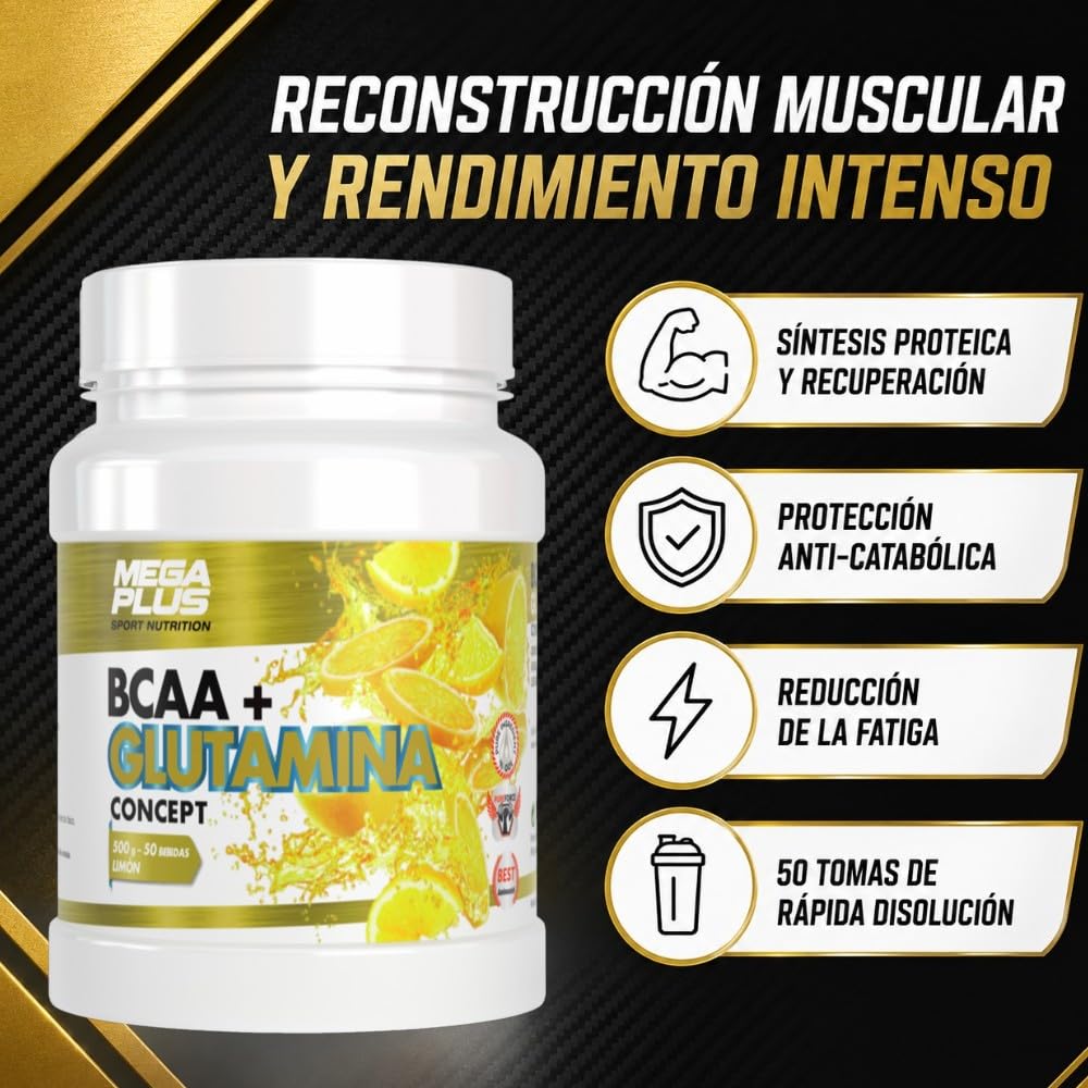 MEGAPLUS BCAA+GLUTAMINA CONCEPT limon 500gr. – soin conçu pour une utilisation régulière, convient à ceux qui recherchent un produit fiable au quotidien, poids 500 g et devient un allié fiable dans la