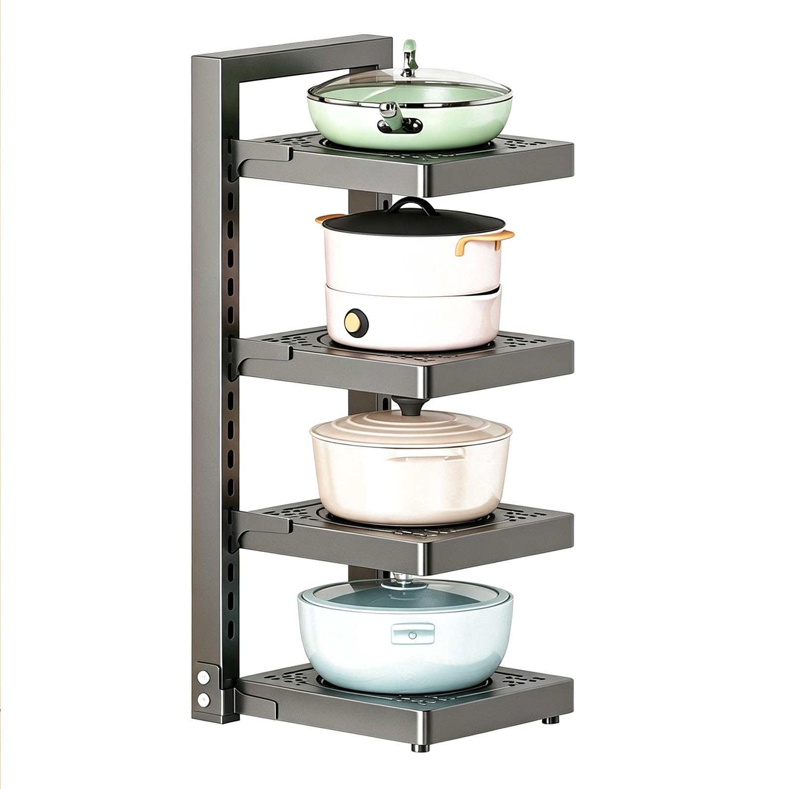 Support vertical réglable pour casseroles de cuisine | Support pour casseroles, poêles et couvercles – Maximisez l'espace de rangement intérieur pour plusieurs tailles de casseroles
