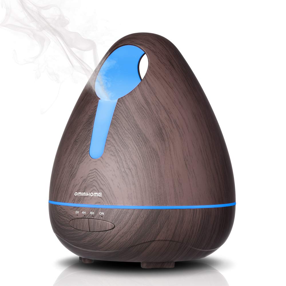 Aroma Essential Oil Diffuser, Ultrasonic Cool Mist Diffusers Humidifier 530ml 7 Color LED Lights Waterless Auto Shut-Off, Dark Wood Grain Large Room/Kids/Baby/Office
