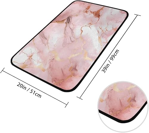 Miniatura 2 de Tapetes de cocina con estampado de mármol rosa dorado rosa, tapete antideslizante para baño, dormitorio, baño, sala de estar, decoración del hogar,