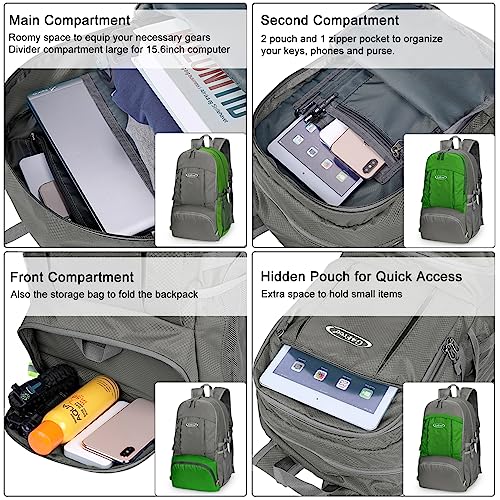 Image of G4Free 40L Lightweight Packable Hiking Backpack, Waterproof Travel Daypack | Water-Resistant Polyamide, Size: 18.9*12.9*9.4inch(L*W*H), 100% Waterproof Wet Pocket, Travel, Climbing, swimming