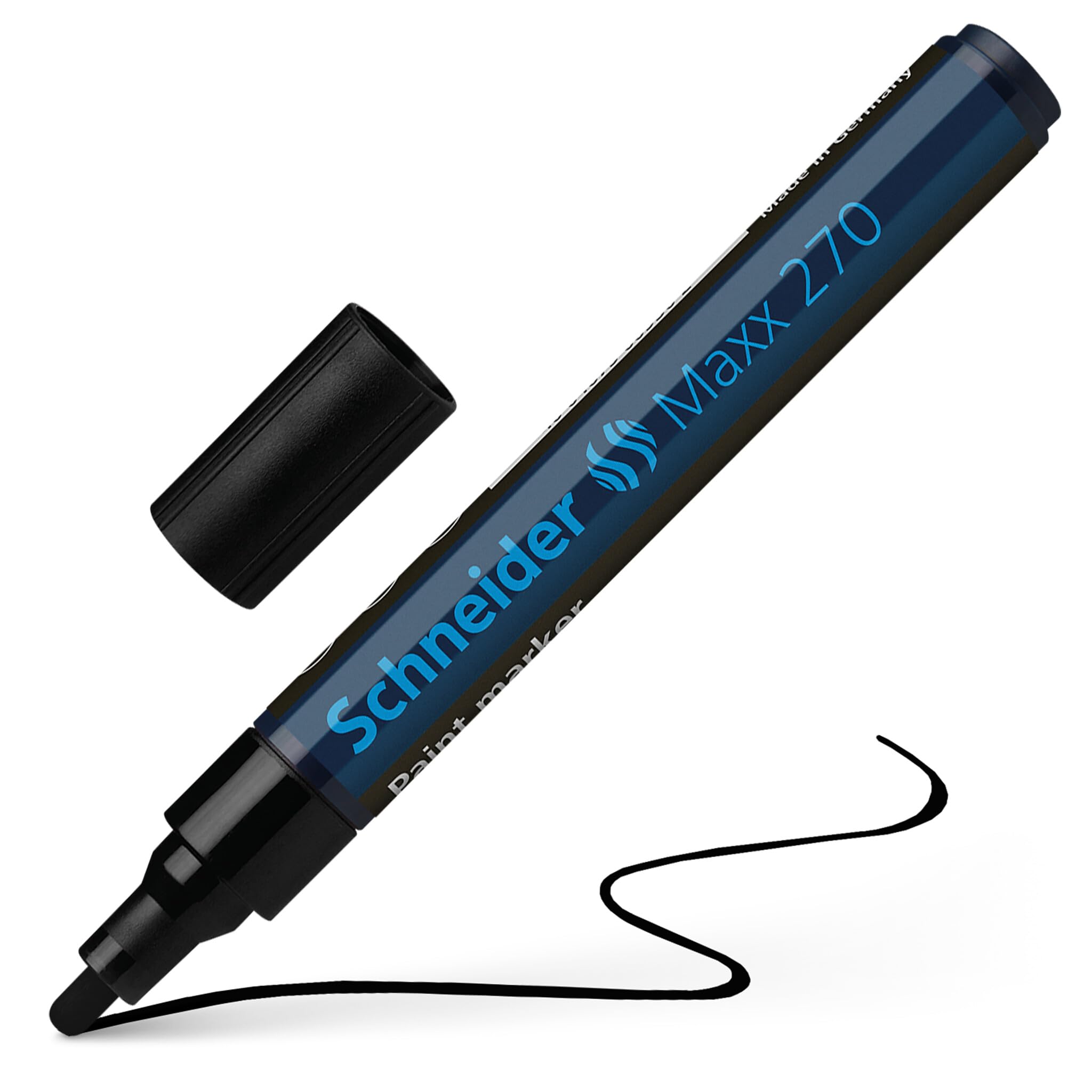 Schneider Maxx 270 marker do lakieru (okrągła końcówka, wymienne końcówki, 1-3 mm), opakowanie 10 szt. w kolorze czarnym