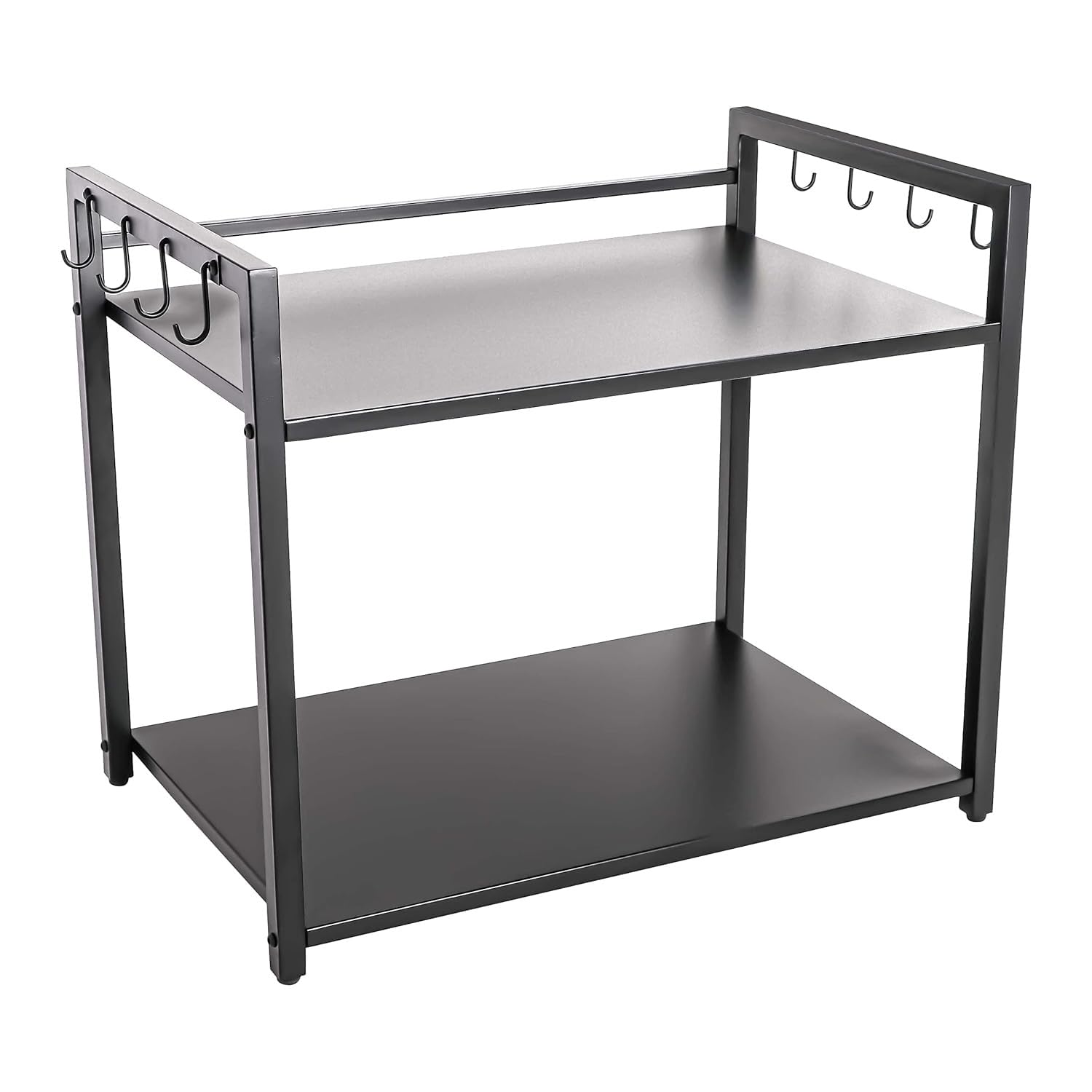 Metal Microwave stand || Microwave & OTG Stand for Kitchen Counter|| Double Platform for Extra Storage with hooks|| Kitchen Oven Rack(BLACK)-image-35