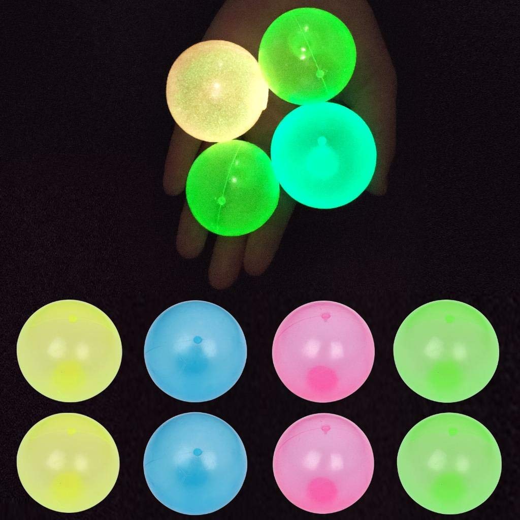 8 Pieces Ceiling Balls Glow in the Dark Stress Balls Stress Relief Toys Ceiling Sticky Balls Decompression Toys Sensory Toys for Kids and Adults