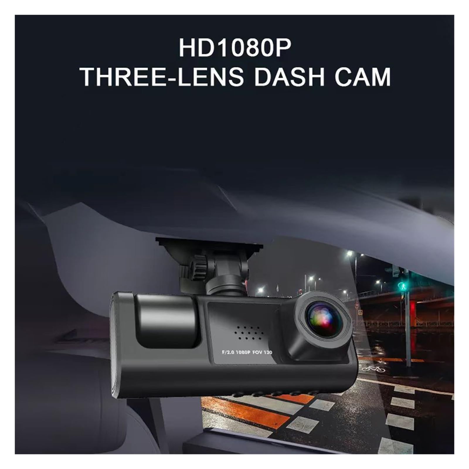 Enregistreur Vidéo De Voiture HD 1080P Enregistrement en Boucle Enregistreur De Données Automobile À 3 Objectifs Caméra Vidéo Automatique Grand Angle De 170 Degrés avec Capteur G (Color : 2 Camera)
