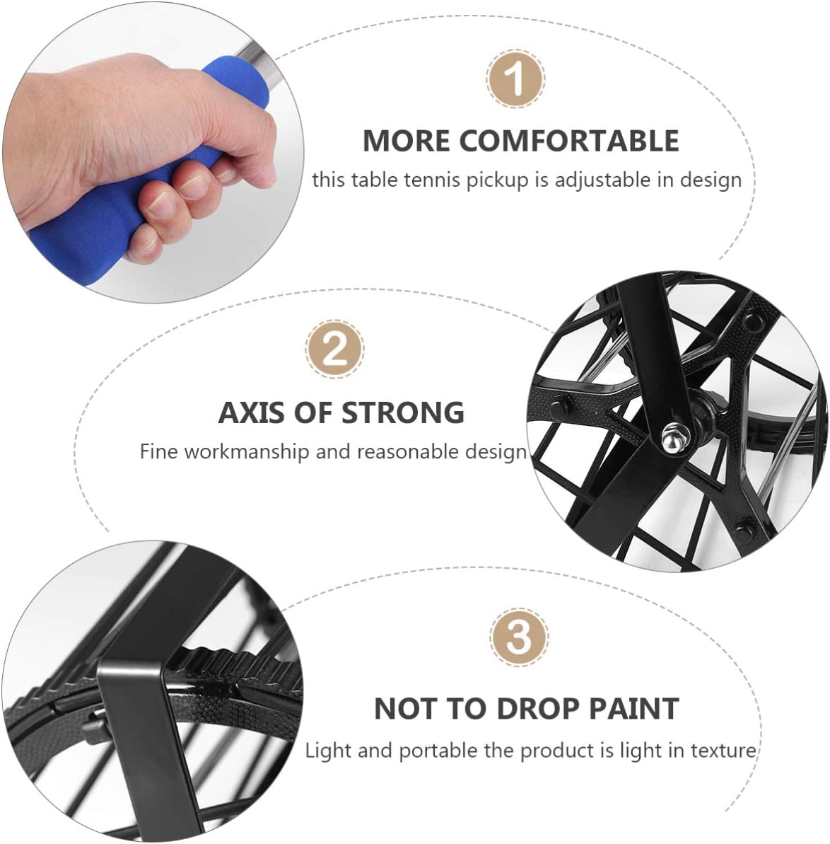 1Pc Drum Type Table Tennis Ball Picker Efficient Tennis Ball Retriever Holds Balls Lightweight Portable Design for Easy Use Court