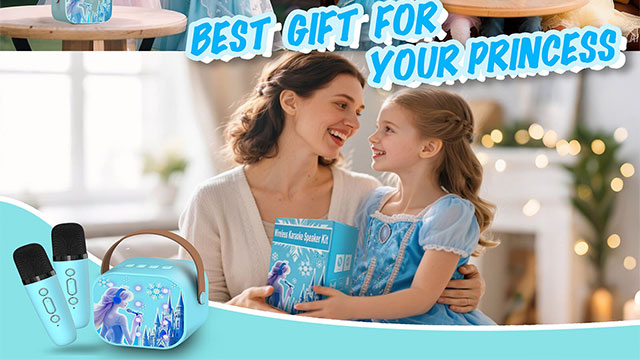 GIrliGlee Kinderkaraoke, Frozen Microfoon Speelgoed voor Meisjes, Karaoke met 2 Draadloze Microfoons, Ideaal Cadeau voor Meisjes van 3 t/m 9 Jaar GIrliGlee Kinderkaraoke, Frozen Microfoon Speelgoed voor Meisjes, Karaoke met 2 Draadloze Microfoons, Ideaal Cadeau voor Meisjes van 3 t/m 9 Jaar
