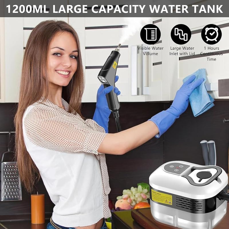 Saker handheld steam cleaner,36oz Large Capacity 2500W Steam Cleaner with 6-Level Adjustment, 10s Quick Heat for Kitchen, Bathroom, Car (Red-Dual Control (Upgraded Touch Control)) - Image 8