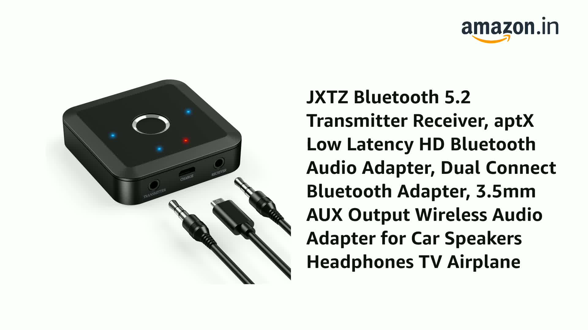 JXTZ Bluetooth 5.2 Transmitter Receiver, aptX Low Latency HD