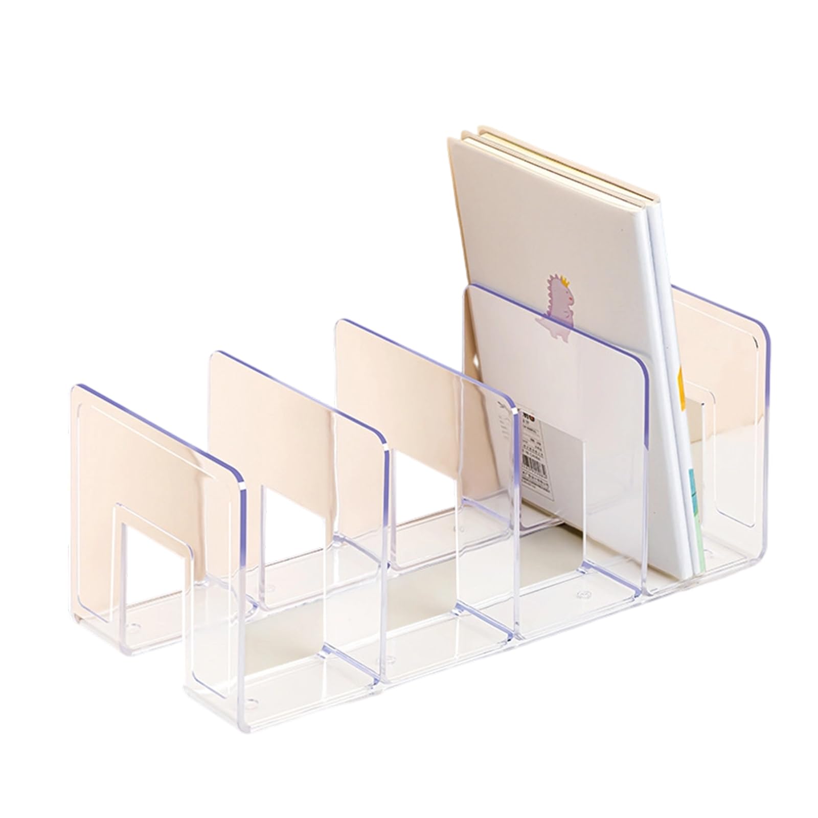 Bookend for Shelf 4 Section Book End Desktop Organiser Stoppers Magazine Stand 32x14.4x13cm Stackable Document Organiser for Desk