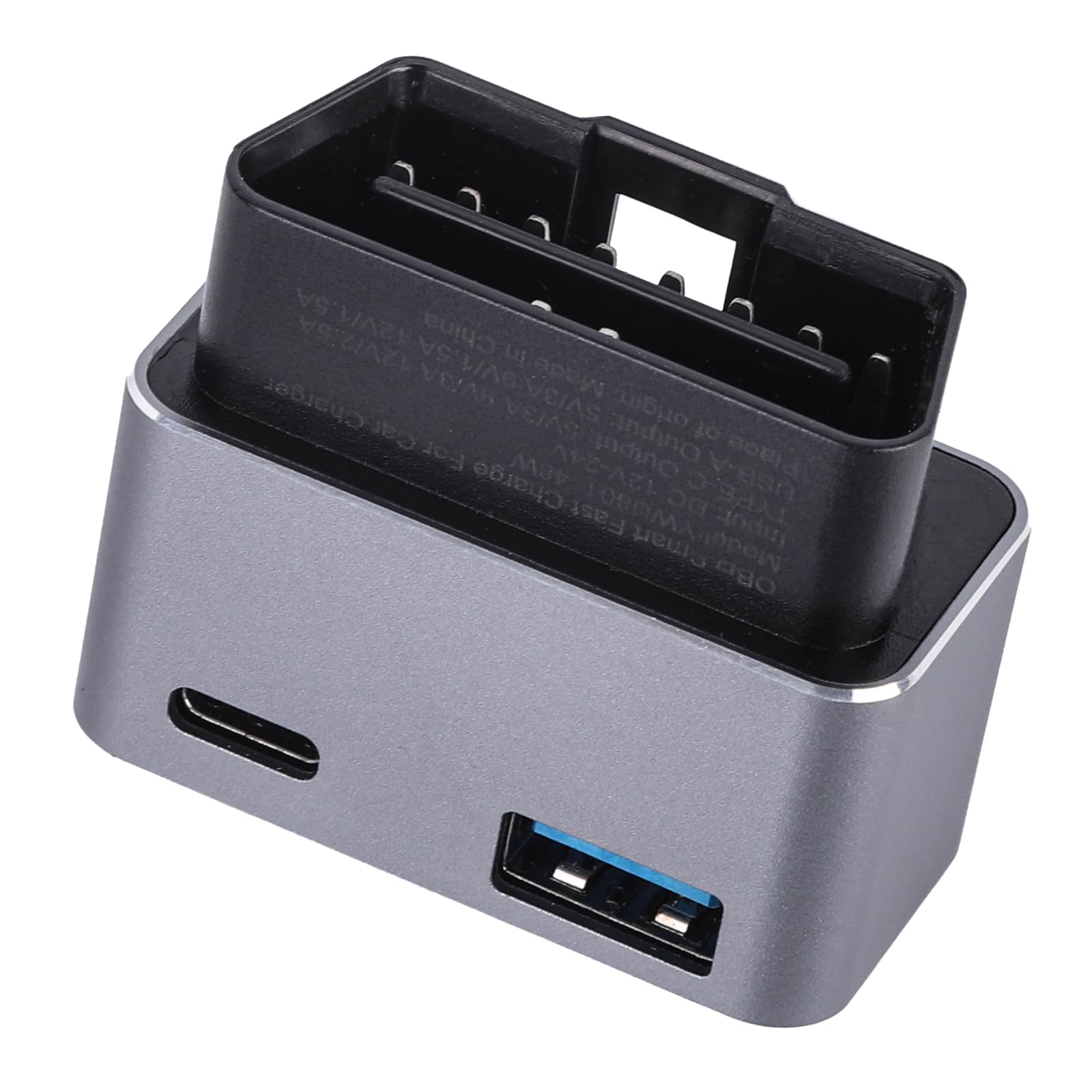 ZORKNOPT Car OBD2 to USB Power Adapter, DC12‑24V OBD to Type-C USB Female Adapter OBD Car Charger for Mobile Phones, Tablets, Dash Radar Detector, Camera GPS, DVR (ABS + Shell)