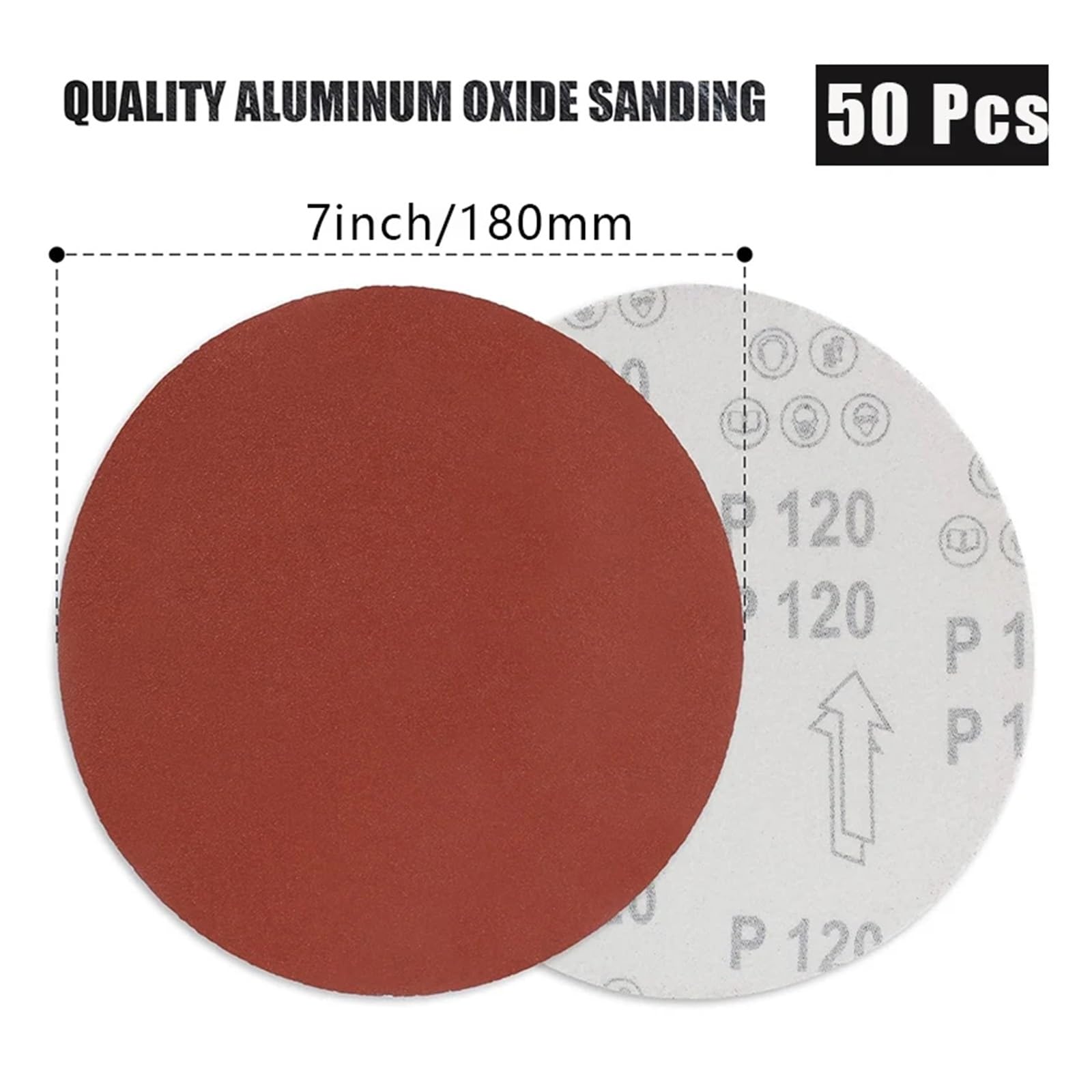 Lot de 100 disques ponçage for le travail du bois, grain 40-2000, 180 mm, 7 pouces pour Meulage(100)