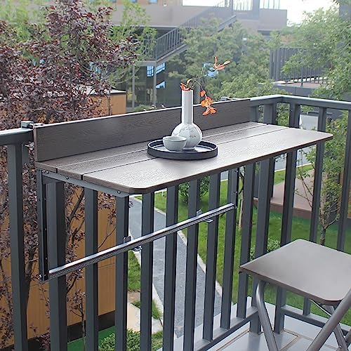 Mesa de balcón plegable ajustable, barra colgante que ahorra espacio para terrazas al aire libre, jardines y patios