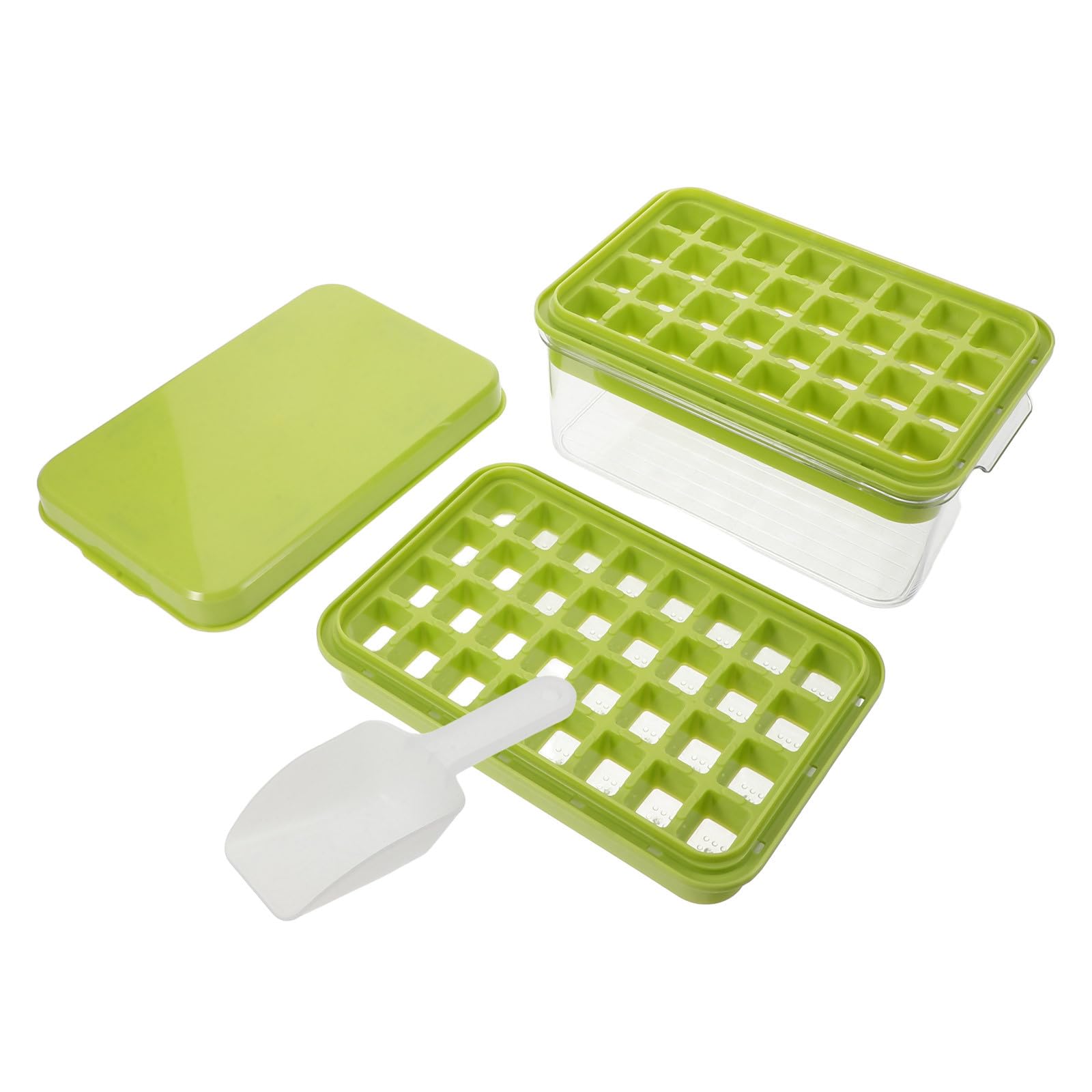 Healeved Moule à Glaçons Domestique Carré en Pp et Pet Design à Deux Couches et Presse, Bac à Glaçons Pratique pour Préparer Boissons Fraîches et Desserts Glacés