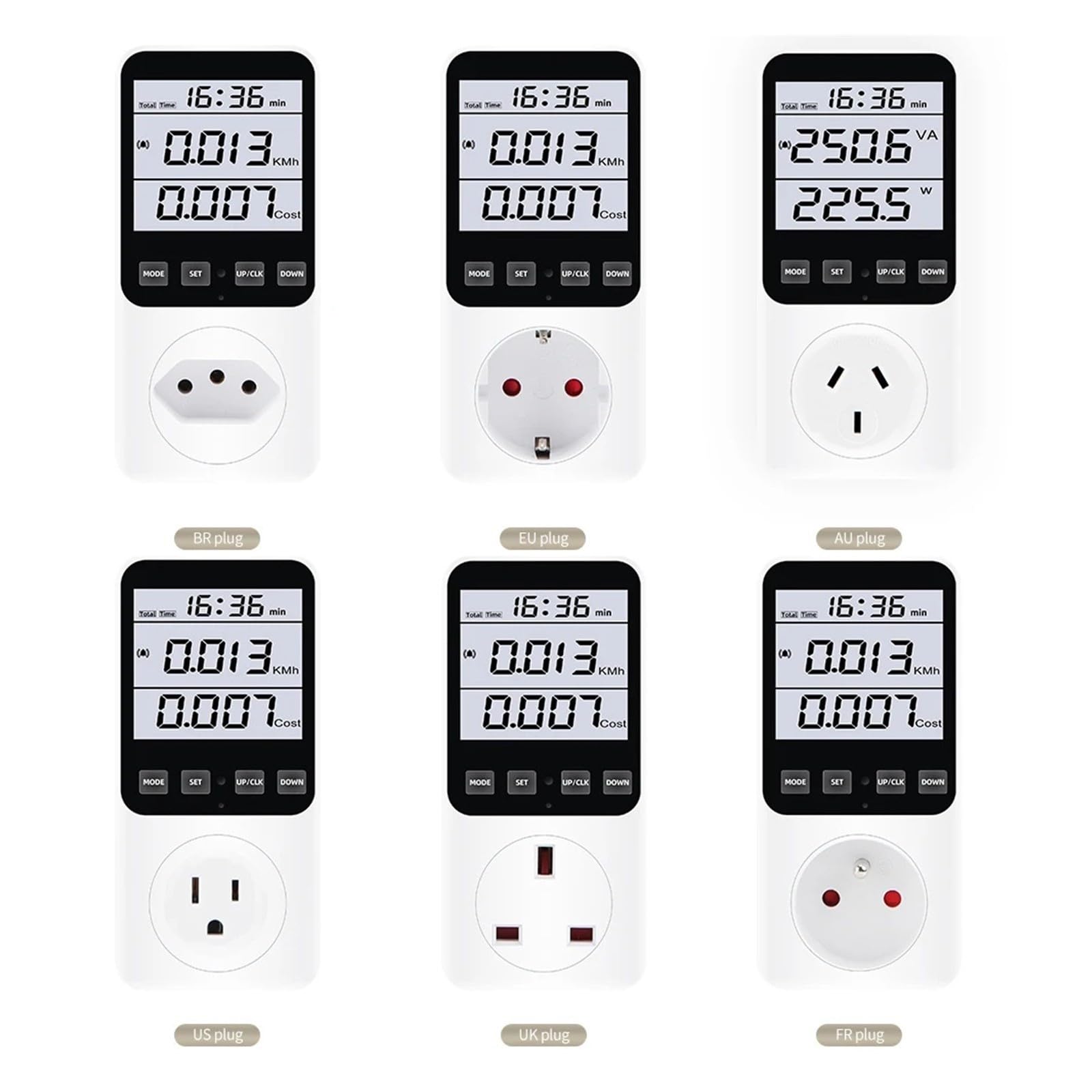 Prise de wattmètre de compteur de puissance numérique 220V/120V AC