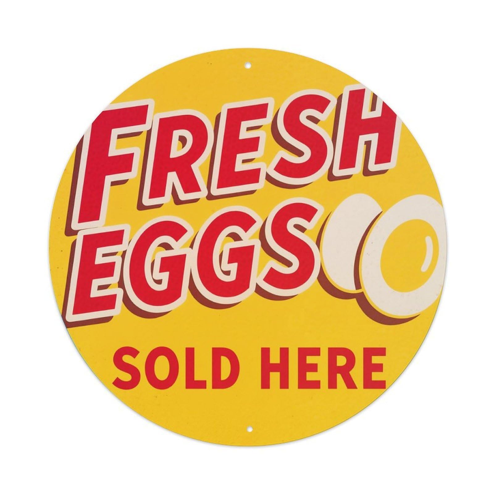 Fresh Eggs Sold Here Sign_2 Tin Sign Metal Poster Vintage Metal Signs for Home Man Cave Bar Cafe Kitchen laundry room Wall Decorations 8x8 inches