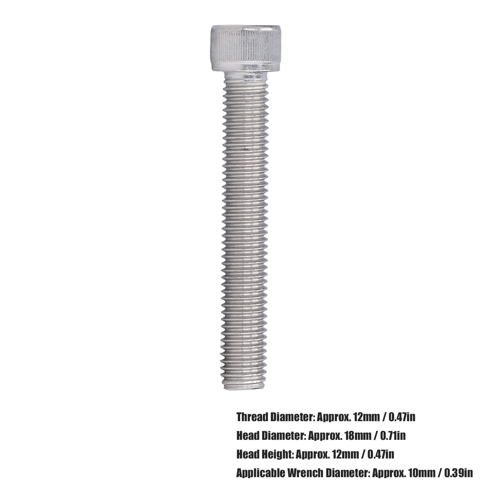 Brrnoo Viti a Testa di Presa, Vite Metriche 20 Pc Vietti Esagonale Viti Bullone a Tappo della Presa Fitta A2-70 in Acciaio Inossidabile M12X1.75 DIN 912 (M12*80)