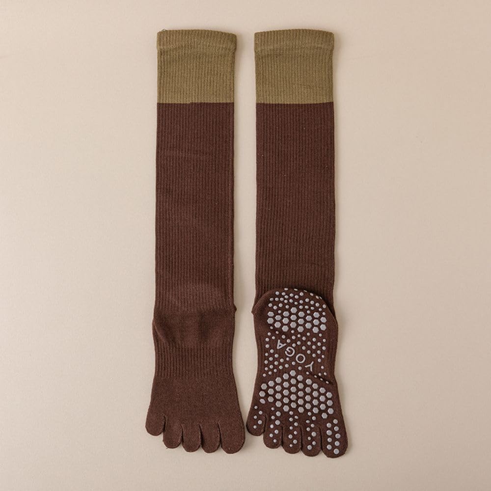 Yoga de Cinco Dedos para Otoño e Invierno, Calcetines Deportivos Antideslizantes de Longitud Media, Pantorrilla de Pilates para Mujeres, Señoras, Niñas (6 Pares)