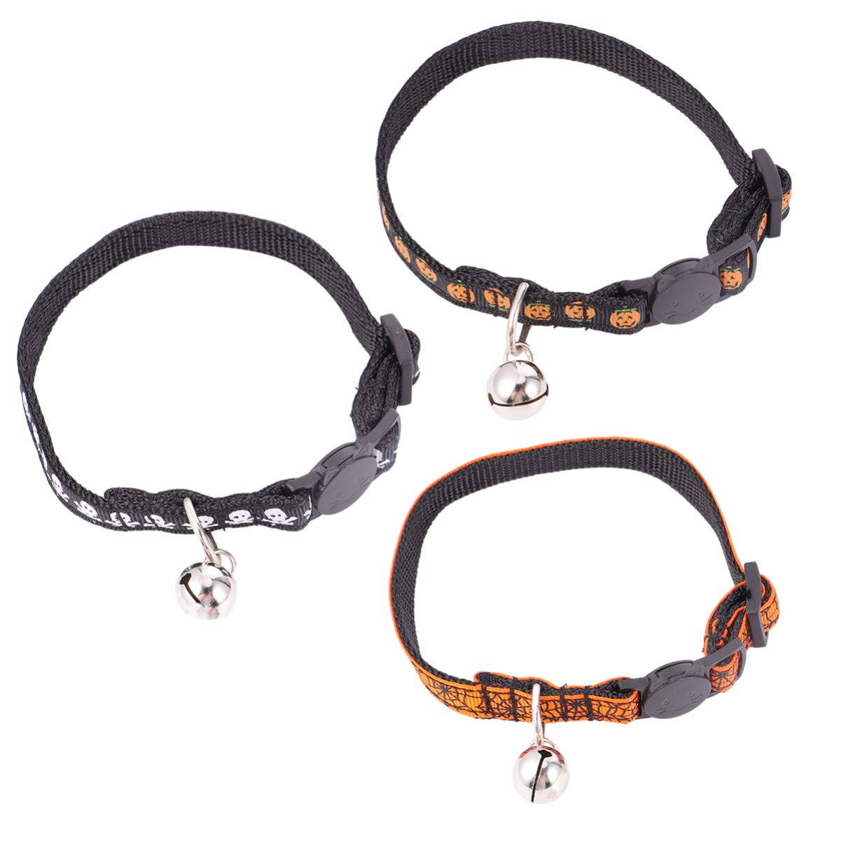 Mipcase 9stücke Teiliges Verstellbares Halloween Katzenhalsband Mit Glöckchen Süßes Design Kürbis Schädel Spinnennetz Für Haustiere Für Halloween-feiern