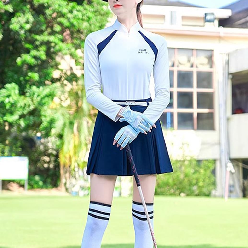 Chemise De Golf À Manches Longues pour Femmes Haut De Tennis À Séchage Rapide Polo Athlétique Élastique