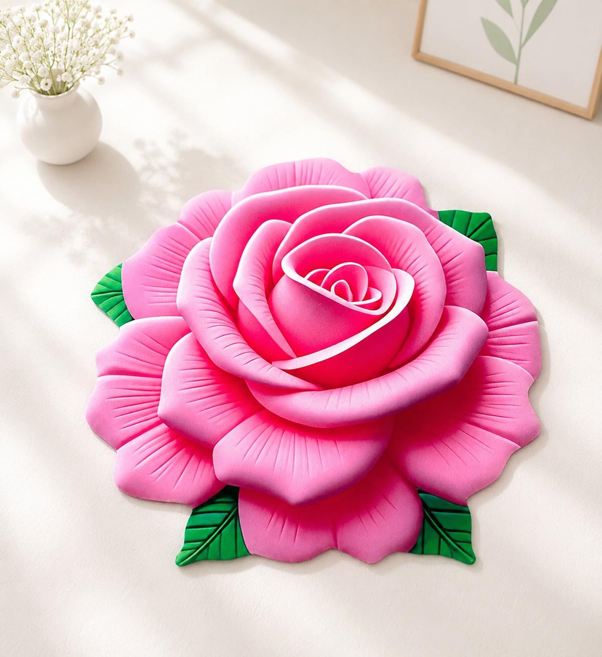 3D Printed Rose Shaped Door Mat Pink Anti-Skid for Bedroom Bathroom, Living Room Entryway Balcony-image-47