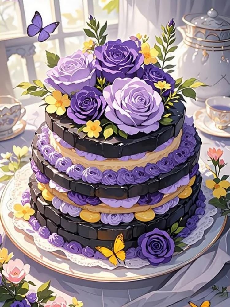 GLTEYACO Embroidery Cross Stitch Kit Cake 11CT Stamped Cross Stitch Kits DIY Adult Beginners for Pre-Printed Needlepoint Crafts 40x50 cm