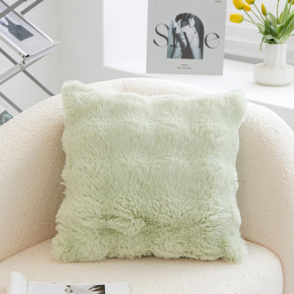 Taies d'oreiller en polaire verte lot de 4 pour lit doux 43x43cm