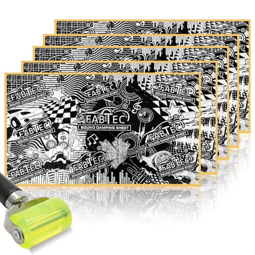Image of 5-Pack Car Sound Deadening Mats (32 inch x 18 inch, 3.0mm) - Premium Silver & Black Heat /Sound Insulation Sheets with Roller | Automotive Damping & Noise Proofing Material