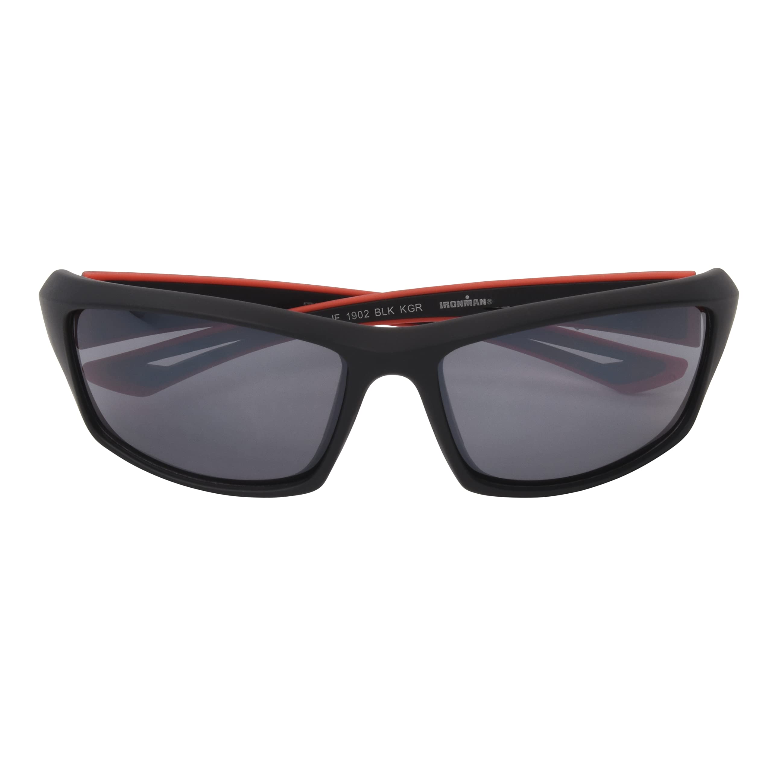 Ironman 1902 Wrap-Around Sport Sunglasses for Men, Black, 61mm